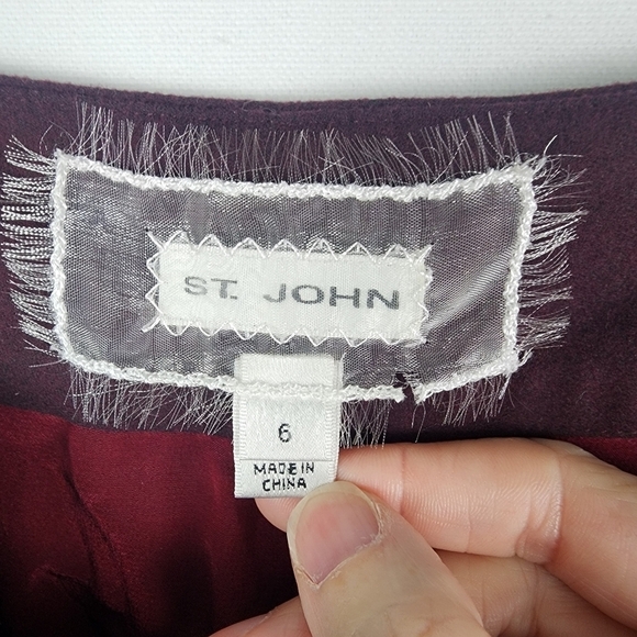 St John Silk Lined Wide Leg Maroon Dress Pants Size 6 Designer Office Formal - Picture 5 of 6